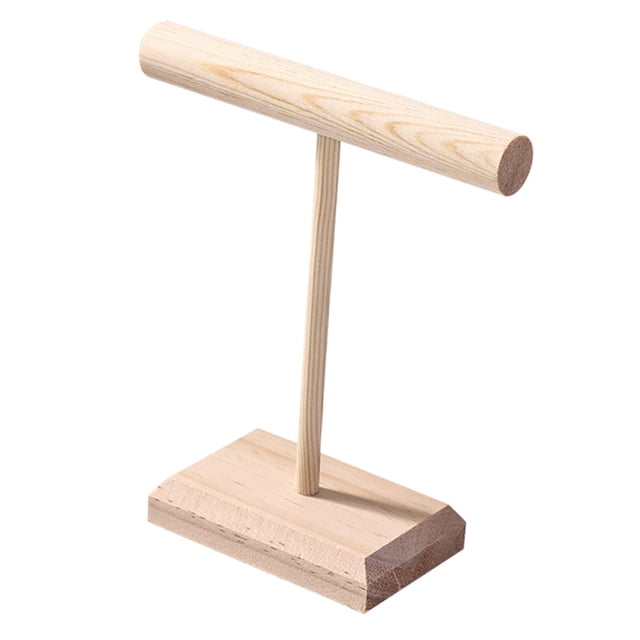 Bunblic Jewelry T Shape Bar Stand Jewelry Display Stand Wood Creative Desk Multifunctional Display Holder for Pendants Shopping Malls S
