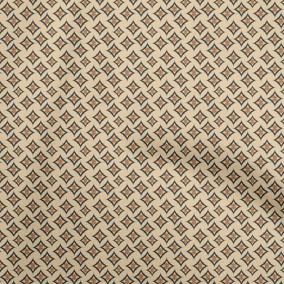 oneOone Cotton Poplin Light Beige Fabric Asian Ikat Diy Clothing Quilting Fabric Print Fabric By Yard 42 Inch Wide