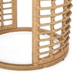 thumbnail image 3 of Noble House Tatiana Outdoor Tempered Glass Top Wicker Side Table in Light Brown, 3 of 10