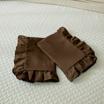Ayanshi Bedding Ruffle Pillow Shams Standard King Size Set of 2, 20X36 -Ruffled Fringe Design Pillow Cases Soft & Smooth - Unique Collection Pillow Covers 20X36 - Brown