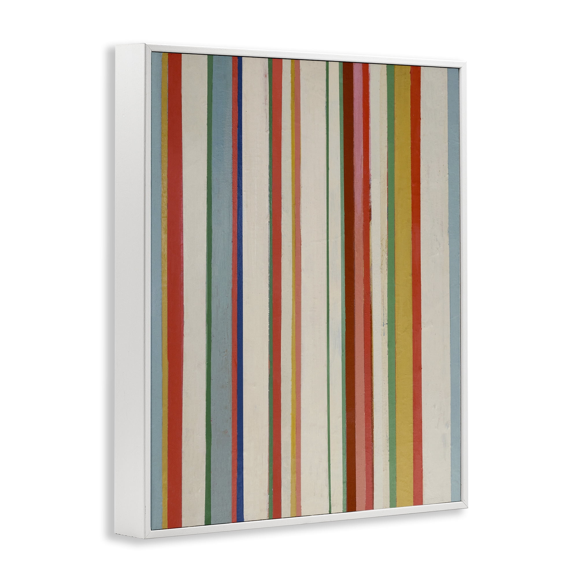 Stupell Industries Linear Rustic Stripes Abstract Painting White Framed Art Print Wall Art, 16 x 20