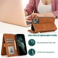 thumbnail image 3 of For Iphone 14 Zipper Wallet Bag Leather Case (Brown),iPhone 16 Pro Max, 3 of 6