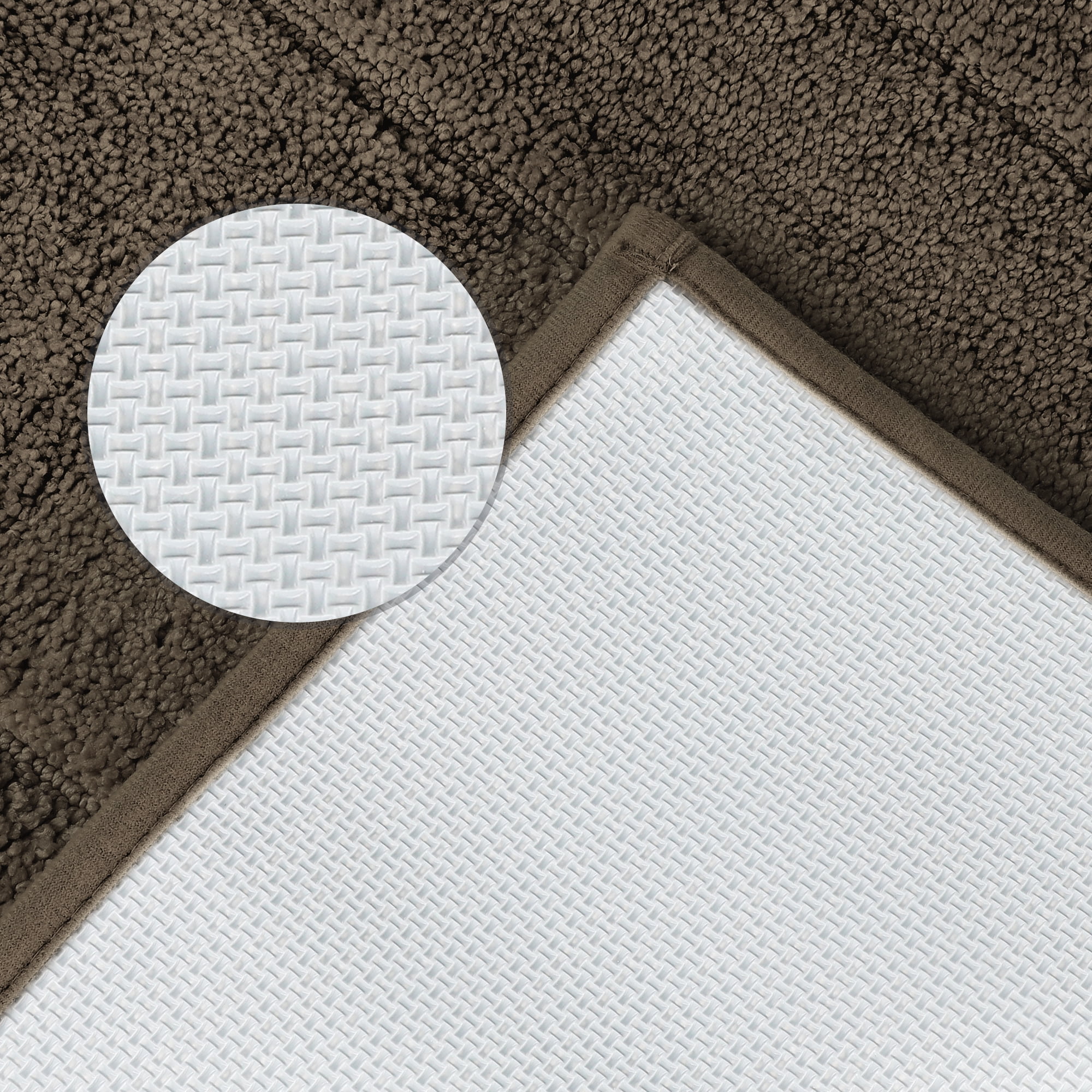 Unique Bargains Geometry Bathroom Rug Mat Absorbent Non-Slip Bath Rugs Brown 16" x 24"