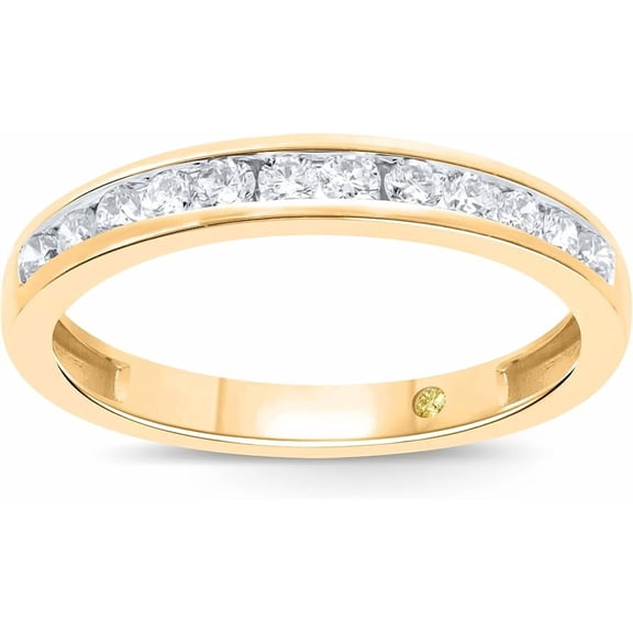La Joya 10K Yellow Gold Channel Set Diamond Wedding Bands for Women | 1/3 CT TW Lab Grown Diamond Rings | Size 8.5