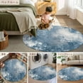thumbnail image 6 of 8ft Round Rug, Blue Grey Non-Skid Rubber Backing Large Area Rugs - Living Room Bedroom Home Office, Oil Painting Modern Abstract Indoor Floor Mat Carpets Washable Rug, 6 of 9