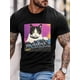 thumbnail image 2 of Camiseta de manga corta para hombre, estilo casual, con estampado de acuarela y gato musical, cuello redondo., 2 of 8