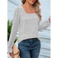 thumbnail image 5 of Women'S Puff Long Sleeve Square Neck Shirts Fall Causal Trendy Tunic Tops Grey XXL, 5 of 6