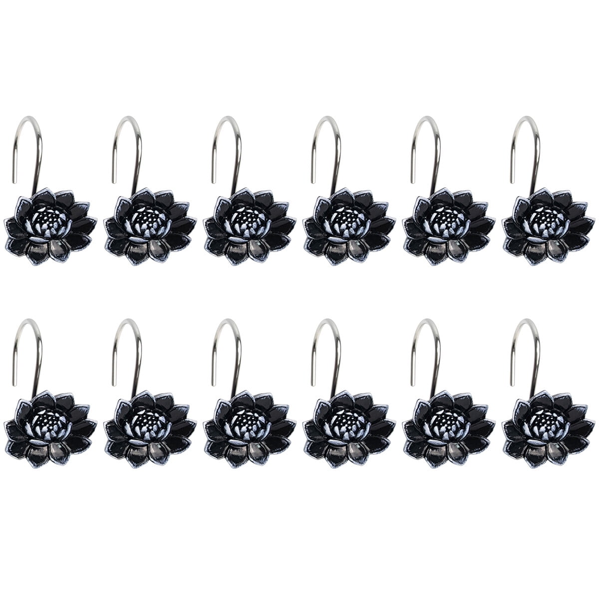 Flower Curtain Hooks 12pcs Flower Shower Curtain Hooks Zinc Alloy European Style Hook Vintage