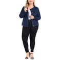 thumbnail image 3 of MODA NOVA Juniors Plus Jean Jacket Long Sleeves Collarless Denim Jacket Blue 3X, 3 of 7
