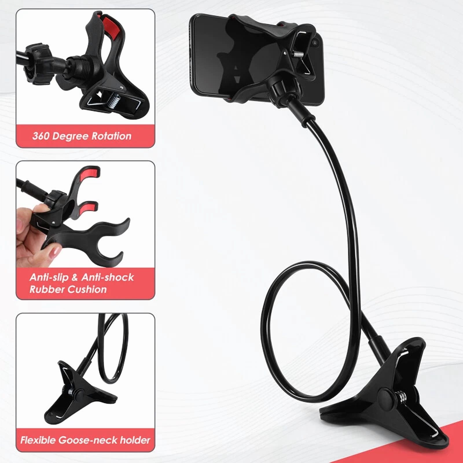 Universal Lazy Mobile Phone Gooseneck Stand Holder Flexible Bed Desk Table Clip
