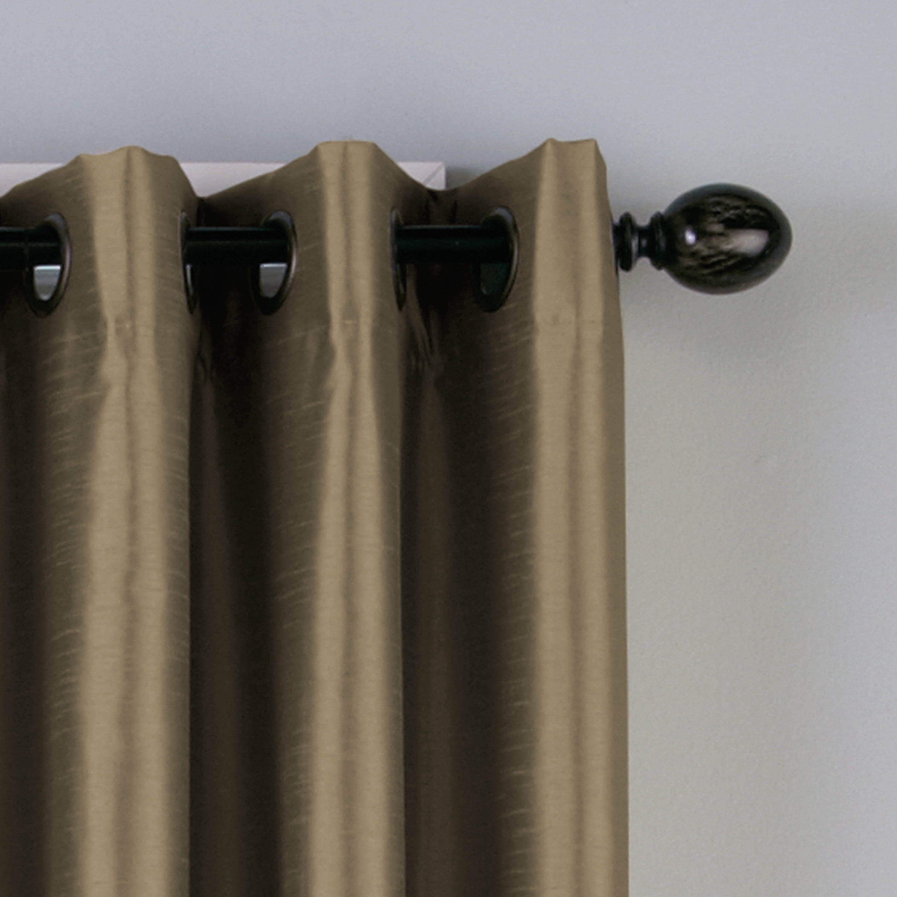 Curtainworks Malta Indoor Polyester Room Darkening Faux Silk Grommet Single Panel , Bronze , 50"x144"
