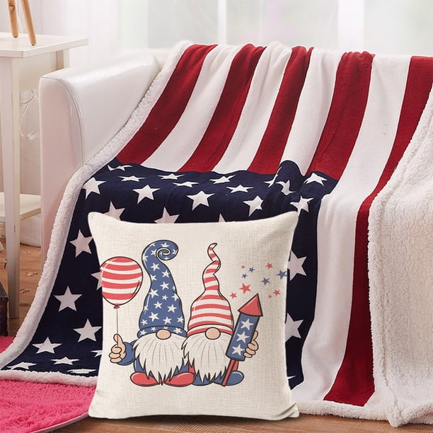 Fiudx Liquidación De Decoración Del Hogar Fundas De Almohada Para El Día De La Independencia, Decoración De 18.0 X 18.0 In, 4 De Julio, Conmemorativo Patriótico De América, Decoración Para El Hogar,