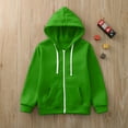 thumbnail image 3 of Otqutp Kids Boys Girls Solid Color Long Sleeve Zip Up Hoodie Sweatshirt Jackets Cute Fall Spring Drawstring Pullover Tops Comfy Cute Hoodies(Green-2,11-12 Years), 3 of 5