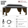 thumbnail image 2 of Pakunoda 16' X 6.5' Gazebo Universal Replacement Privacy 4-Panel Curtains, Waterproof Outdoor Curtains Chococlate Sidewall with Zipper for Patio Garden Backyard 12' X 20' Gazebo, Curtain Only, 2 of 8
