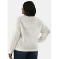 thumbnail image 3 of Terra & Sky Women's Plus Size Open Stitch Sweater with Collar, Sizes 0X-5X, 3 of 5