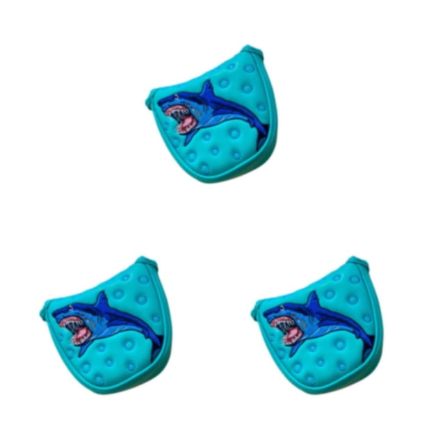Wosthever Golf Mallet Putter Head Cover Cierre Bordado para Palo de Golf Premium y Duradero Media Redonda - Sea Blue Shark Type1 NO1