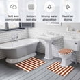 thumbnail image 5 of Burnt Orange Stripe Bath Mat 3 Piece Bathroom Rug Set, Farmhouse Striped Abstract Art Non Slip Bath Rug Contour Mat and Toilet Lid Cover, Absorbent Shower Mats Soft Bath Rugs and Mats Sets, 5 of 8