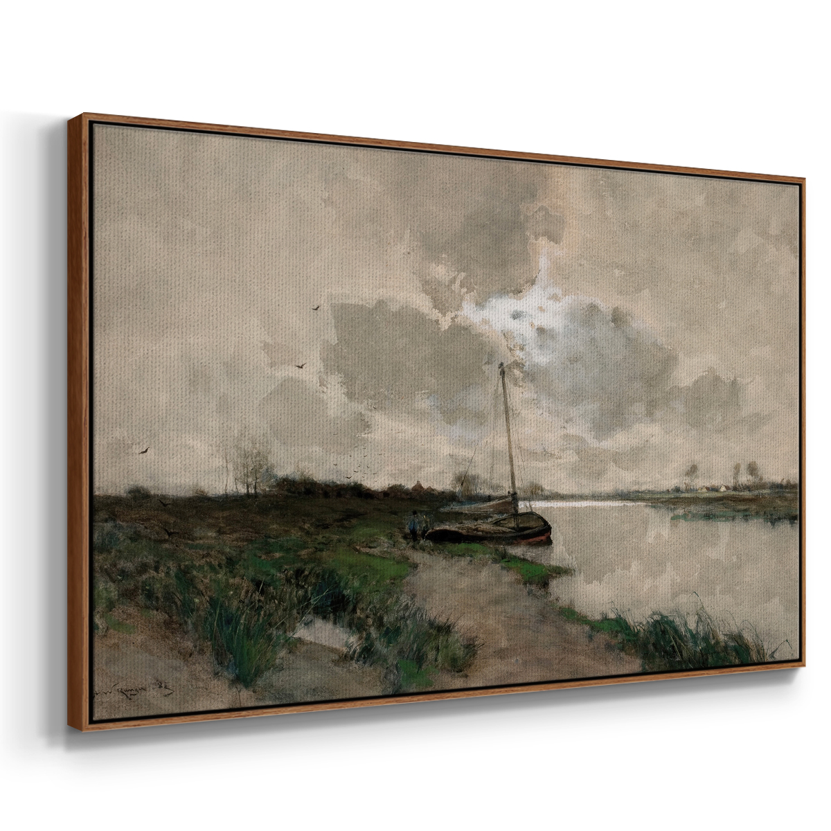 Vintage Landscape-CCCXLVIII By Wexford Home Framed in Walnut Wood Gallery Wrapped Canvas 27 in. x 41 in.