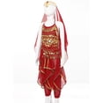 thumbnail image 2 of inhzoy Girls Indian Belly Dance Outfit Crop Top Ruffled Pants Hip Scarf Headscarf Festival Dancewear Red-B M, 2 of 8