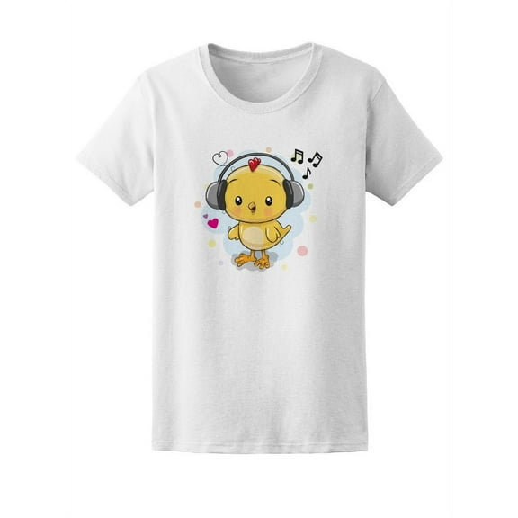 Cute Chicken With Headphones T-Shirt Women -Image by Shutterstock, Female Small