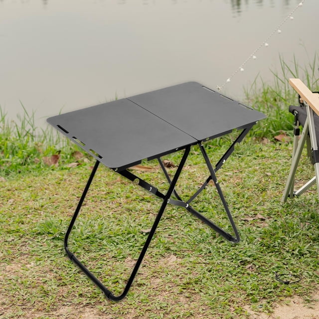 Mesa plegable para acampar para 1-2 personas, mesa de comedor plegable portátil para campamento, mesa de Picnic para cenar, acampar al aire libre, Negro