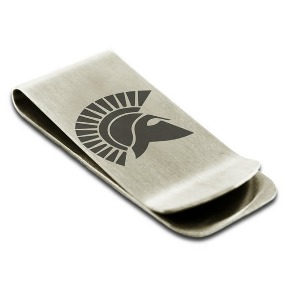 Stainless Steel Ares Greek God of War Engraved Money Clip Credit Card Holder