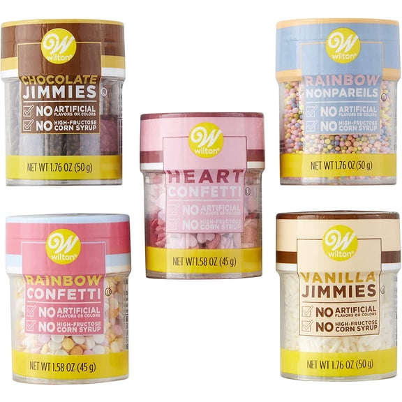 Wilton Naturally Flavored Assorted Sprinkles Jimmies, Soy Tree Nuts, 5.1 oz, 3 Pieces Pack