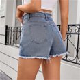 thumbnail image 5 of RYRJJ Jean Shorts for Women High Waisted Trendy Stretchy Distressed Y2K Streetwear Denim Shorts Raw Hem Casual Summer Short Jean with Pockets (Light Blue,S), 5 of 8