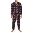 thumbnail image 3 of Daiia polka dot with pink bows for Men's Long-Sleeved Pajama Set – Soft & Comfortable Sleepwear Button-Up Pajamas Cozy Lounge Wear-Large, 3 of 7