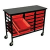 Luxor Wide Metal Storage Unit with 18 Red Trays