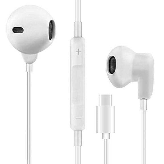 epacks USB Type C Earphones Wired in-Ear Earbuds with Control Box Microphone and Noise Canceling (Latest Model)