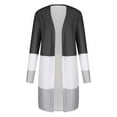 thumbnail image 6 of Fesfesfes Loose Cardigan Ladies Paneled Contrast Striped Pocket Cardigan Long Jacket On Sale, 6 of 7