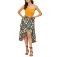 thumbnail image 2 of INSPIRE CHIC Women's Floral Tropical Boho Midi Wrap Skirt L Green, 2 of 7