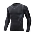 thumbnail image 2 of Hogleaql Men's Compression Shirt Athletic Sports Long Sleeve Baselayer Quick-Drying Breathable Running Shirt for Fitness Black XL, 2 of 5