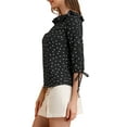 thumbnail image 4 of Unique Bargains Women's Ruffled Neck Half Sleeve Sheer Summer Polka Dots Blouse Tops, 4 of 5