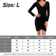 thumbnail image 2 of Vestido de cóctel con escote en V, manga larga, tubo de terciopelo plisado, 2 of 6