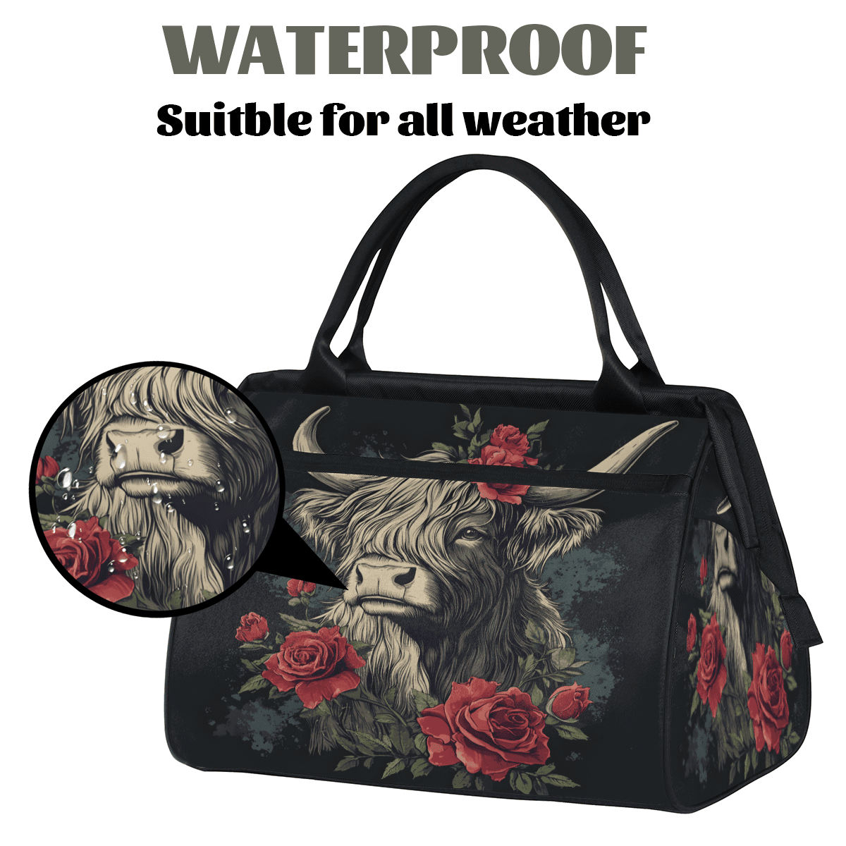 Herdesigns Funny Weekender Travel Duffel Bag Cow Carry On Overnight Gym Hospital Bag Personal Item Travel Bag