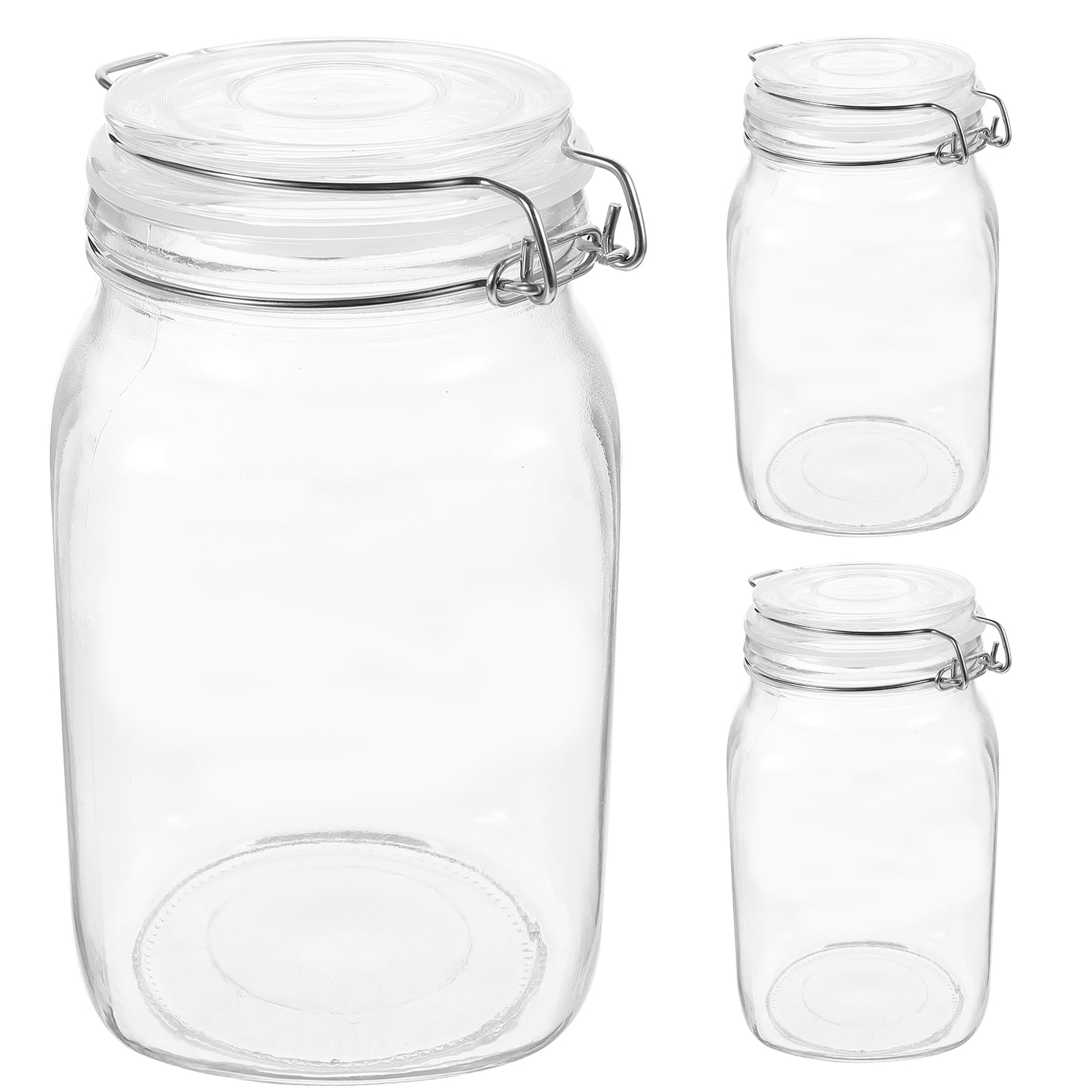 Hemoton 3pcs Storage Containers Glass Jars with Airtight Lid for Kimchi Food Storage 1500ml
