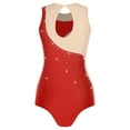 thumbnail image 5 of SiiRoh Women's Gymnastics Leotard One Piece Sleeveless Rhinestones Bodysuit for Ballet Dance Skating Red L, 5 of 6