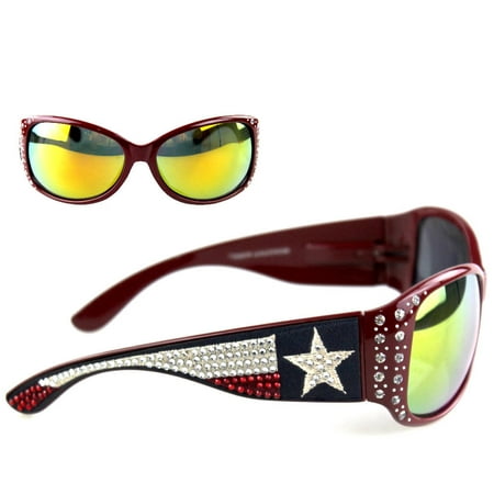 Montana West Ladies Sunglasses Texas Pride TX Flag Western Rhinestones