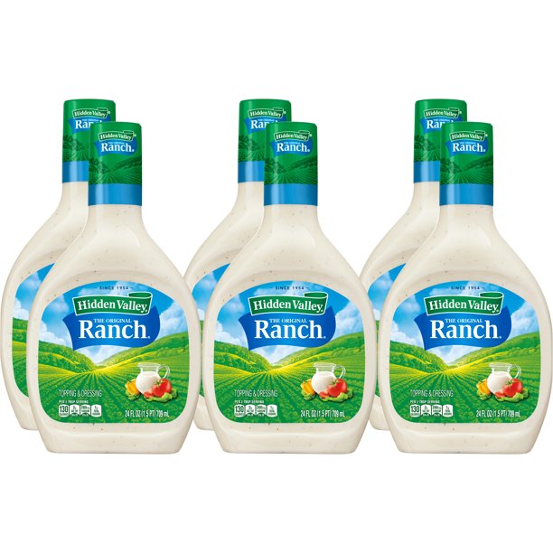 Hidden Valley Gluten Free Original Ranch Salad Dressing and Topping, 24 fl oz, Pack of 6