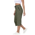 thumbnail image 2 of MLQIDK Pedal Pushers for Women Crop Capri Pants Dressy Casual Elastic Waist Knee Length Plus Size Capris Trendy Summer Crop Capri Pants with Pockets Green L, 2 of 6