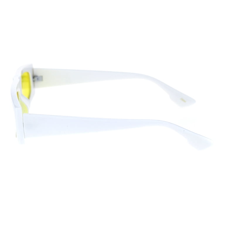 Yellow and White Rectangular Sunglasses Vintage 2000s Frosted White Rectangle Sunglasses: Yellow  main image 3