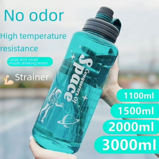 Botella de agua de plástico de gran capacidad para hombre, portátil, para deportes al aire libre, fitness, gran espacio, 2000 ml