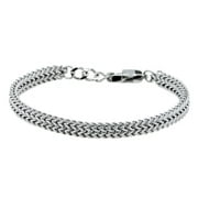 Arista Men's Double Franco Adjustable Bracelet in Stainless Steel, 8.5"