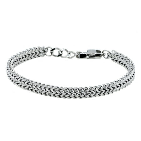 Arista Men's Double Franco Adjustable Bracelet in Stainless Steel, 8.5"