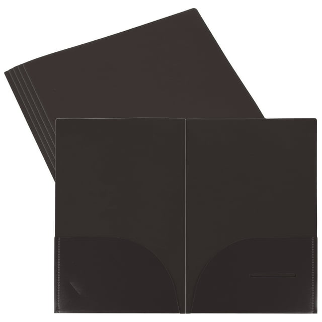 Unique Bargains Plastic Folders with Pockets, Letter Files Portfolio Storage Folder, Brown 6 Pack