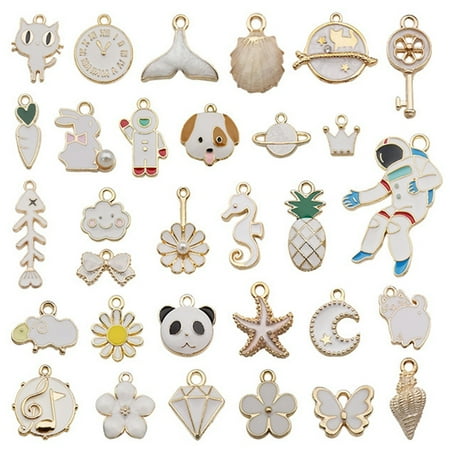 

31 Kinds of Set Drip Oil Alloy Pendant White Astronaut Series Handmade DIY Earring Material Accessories Female