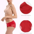thumbnail image 2 of LIQQY Women's 4 Pack Cotton Mid Rise Full Coverage Lace Hipster Brief Panty Underwear (Large, Red), 2 of 6