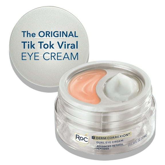 RoC Derm Correxion Dual Eye Cream with Retinol   Peptides for Puffy Eyes &Dark Circles, 0.68 oz